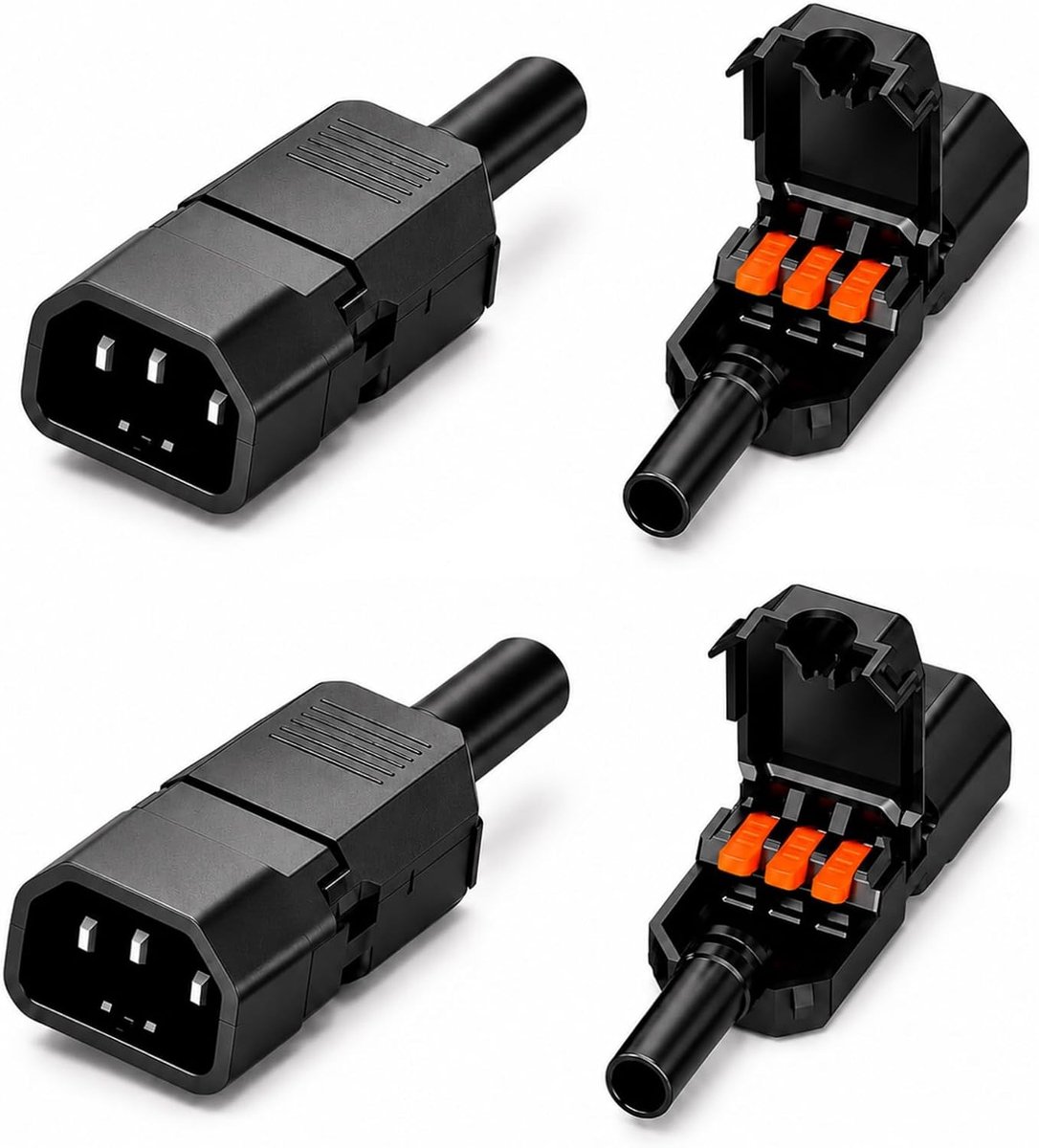 IEC C14-stekker (mannelijk) - 4 stuks - stevige kwaliteit - ideaal voor apparaten - SnelShoppen