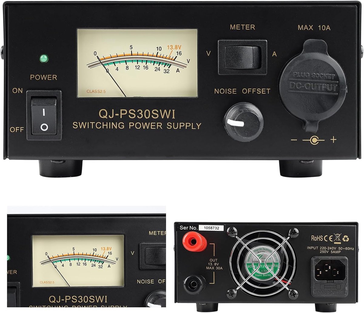 Tafelvoeding 13.8V 30A - Geluidsreductie en koeler - Hoogzichtbare meter - Geschikt voor amateur radio - SnelShoppen
