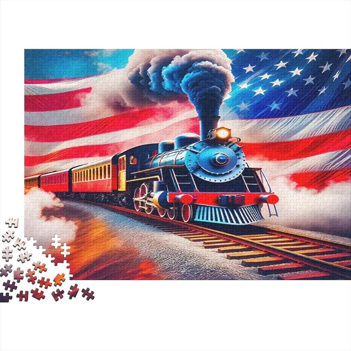 Stoomtrein Puzzel - Volwassen Legpuzzel - Ontspanning Thuis - 1000 Stukjes - 70 x 50 cm - Spoorwegscène