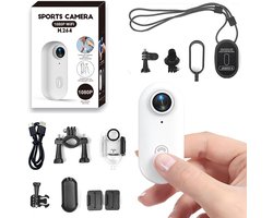 Mini-Sportcamera 1080p Formaat Inch Met 360 Graden Draaibare Clip en Magnetische Clip, Actiecam, POV-Opname, Handsfree, Draagbare Camera, Vlogging 120° Voor fiets, Motorfietsen, Audio- en-（Wit）
