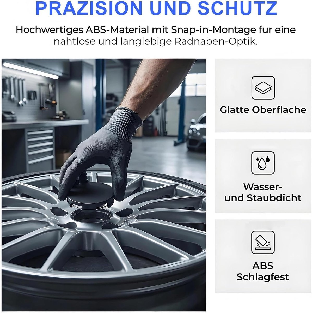 Wielnaafkap 60 mm - Universele ABS naafkappen - Zwart - Vervangende wielen - SnelShoppen