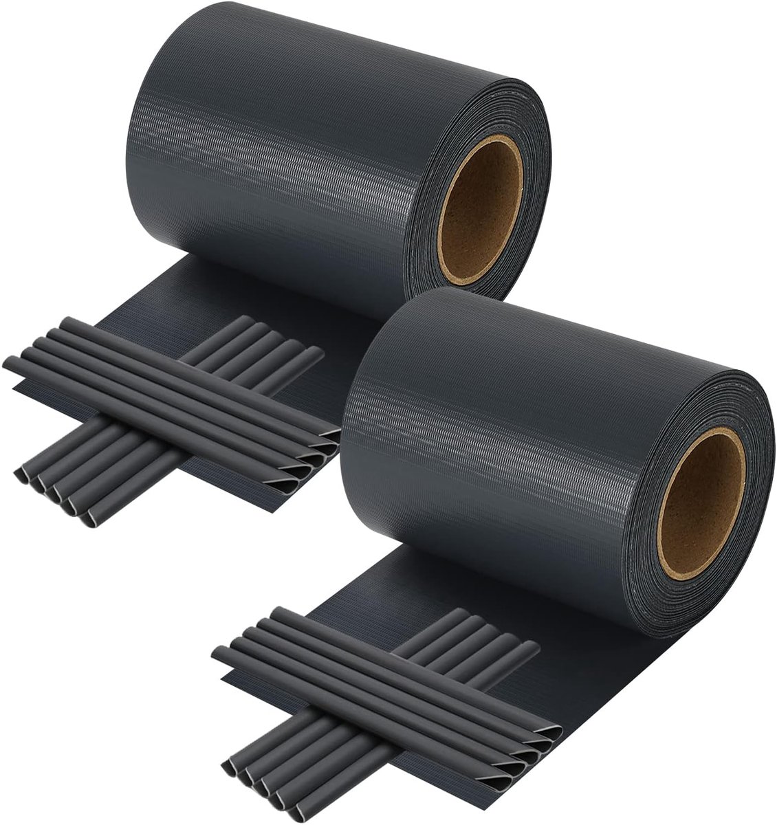 70m x 19cm PVC zichtwerende strips voor dubbelstaafmatten, 2 rollen zichtbescherming, hek, 60 bevestigingsclips, zichtwerende stroken dubbelstaafhek, windscherm tuinhek - antraciet