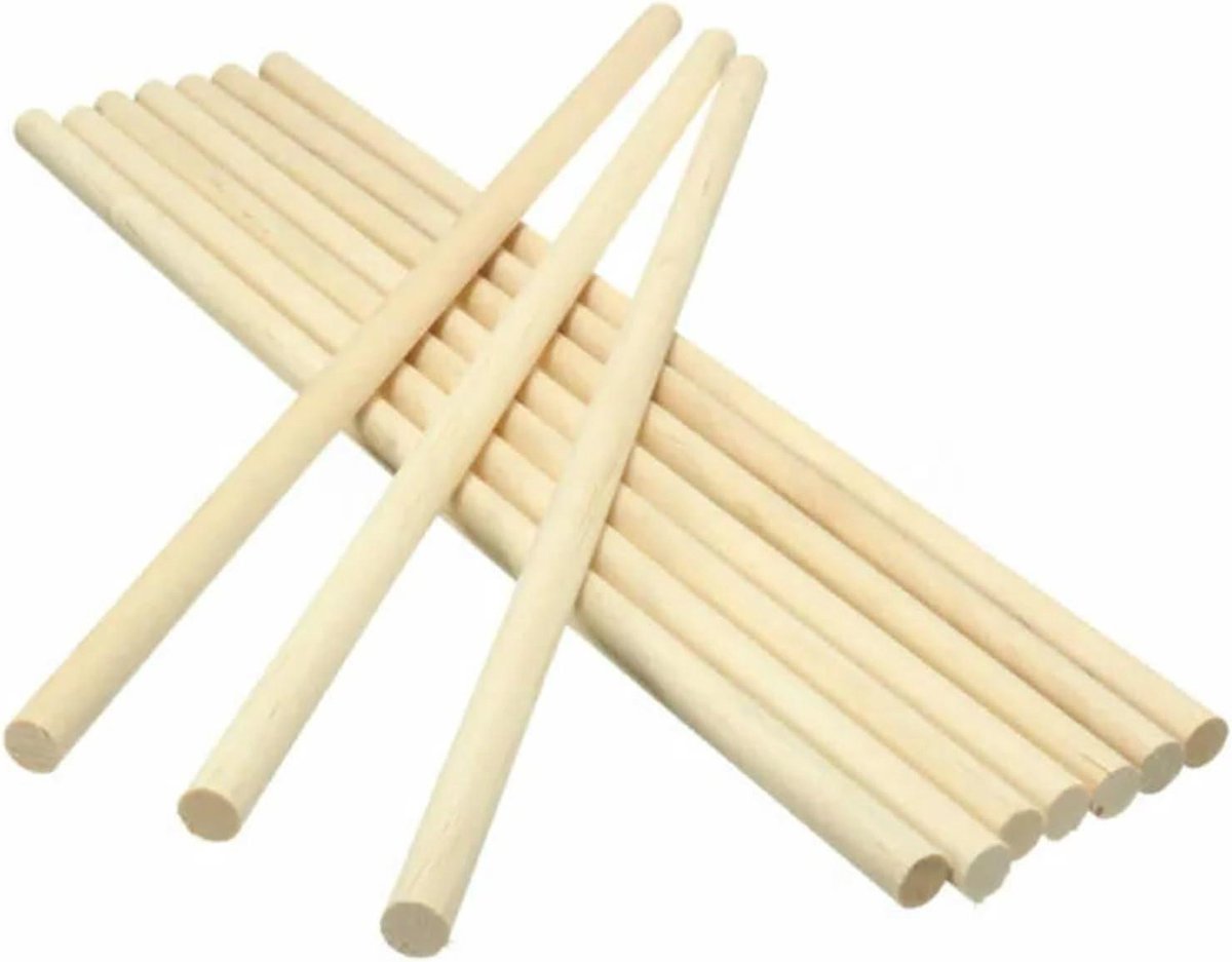 Houten Stokjes - Telstokjes Deuvels - Houtbewerking Knutselen - Ronde Dennhouten Staven - 5mm Diameter - Natuurlijk