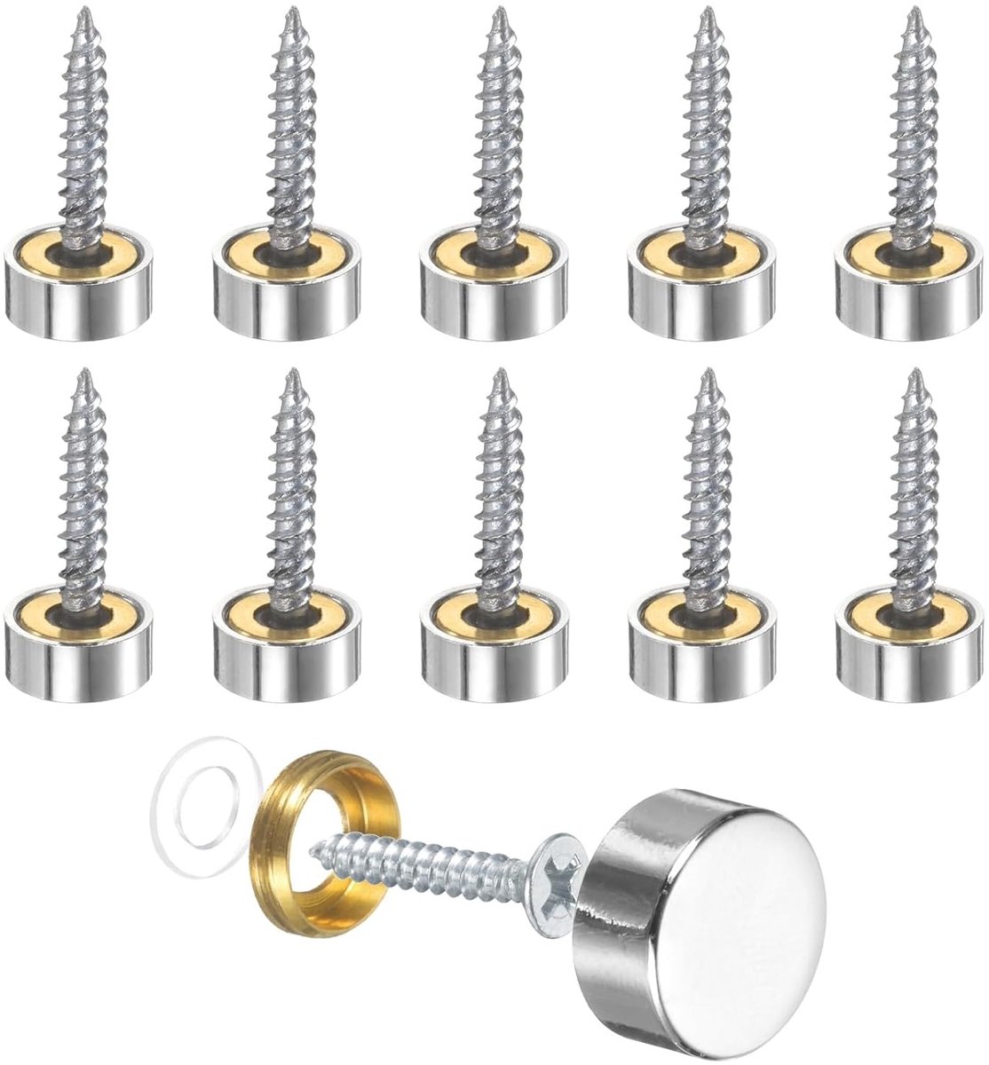 10 stuks schroefdoppen doppen, 14 mm 304 roestvrij staal spiegelschroeven bevestigingsmiddelen spiegelschroeven decoratieve doppen cover nagels voor teken reclame hardware constructie, zilver