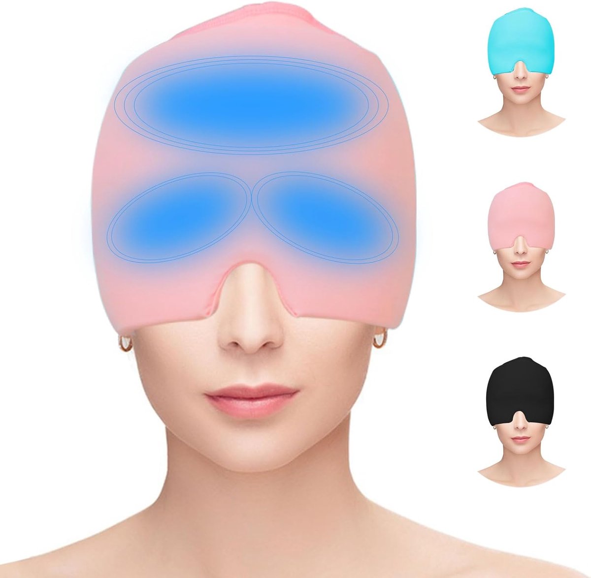 Koelmuts Migraine Hoofdband Headache Relief Head Ice Pack, Herbruikbare Migraine Masker voor Hoofdpijn, Chronische Migraine, Spanning & Stress Relief, Gezwollen Ogen, Roze