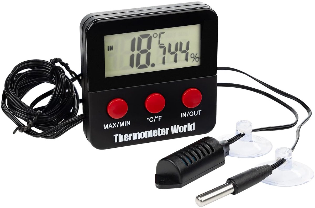 SnelShoppen - Digitale Hygrometer Thermometer voor Reptielen met 2 Separate Probes voor Vochtigheid en Temperatuur, Geschikt voor Slangen en Hagedisse