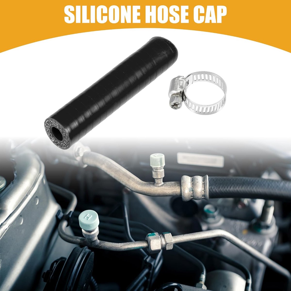 1 set 8 mm 0,31" ID, universele siliconen slangkap, aanzuig-vacuümslang-eindstop met klem, auto voor koelvloeistof-verwarmingsomleiding, vacuüm-wateraansluiting, siliconen zwart
