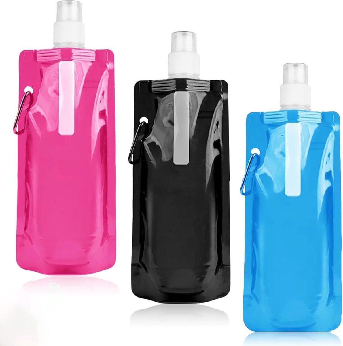 Pakket van 3 500 ml opvouwbare waterflessen, opvouwbare waterflessen, draagbare inklapbare waterzak, flexibele inklapbare waterfles, herbruikbare drinkfles opvouwbaar