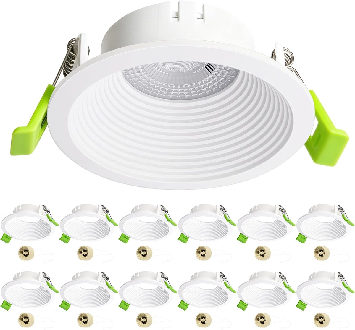12x GU10 Inbouwspots met GU10 Fitting,Ronde Inbouwarmaturen met Verblindingsarm Design,wit,Geschikt voor Zaagdiameter Ø72-80 mm,Ideaal voor Keuken en Woonkamer,Lichtbronnen Niet Inbegrepen