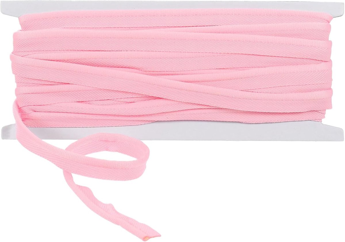 Katoenen paspelband, 10 m × 10 mm brede biasband, naadband, band voor doe-het-zelf handwerk, vlaggetjesslinger, schort handwerk, naaien, lichtroze