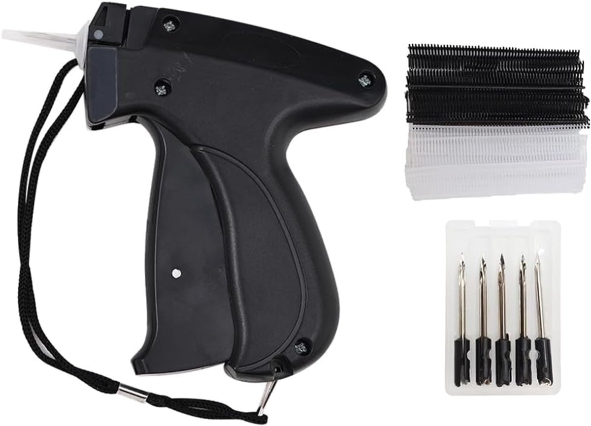 etiketteerpistool voor textiel, nietpistool, etiketteermachine met 5 reservenaalden + 1000 hechtdraden, etiketteerpistool, voor kleding, prijskaartjes, etiketten,