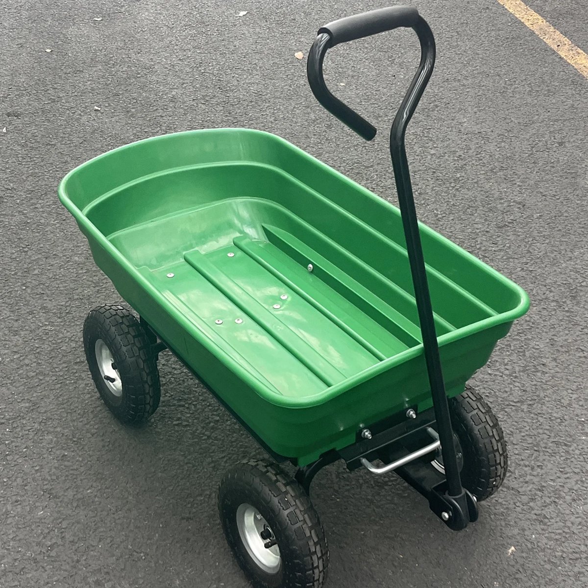 Tuin Dumpwagen - Voor Tuin & Outdoor - Vierwielige 2-in-1 Utility Cart met Stalen Frame - Eenvoudig te Monteren - Groen 4 Wheels
