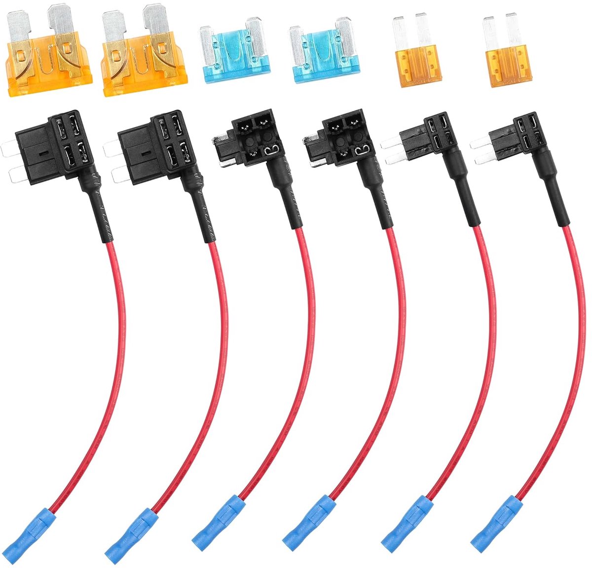 Add-a-Circuit 3 paar autokraanset, 12 V, micro-standaard zekeringhouder met 2 messen en armaturen voor platte steekzekeringen voor auto, camper, vrachtwagen, motorfiets, boot