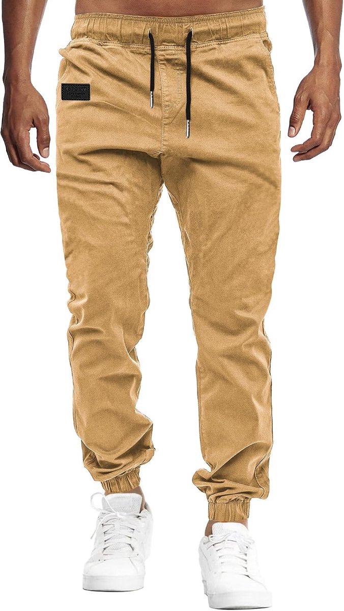 Werkbroek voor heren, cargobroek, joggingbroek, meerdere zakken, elastische tailleband, casual, vrijetijdsbroek