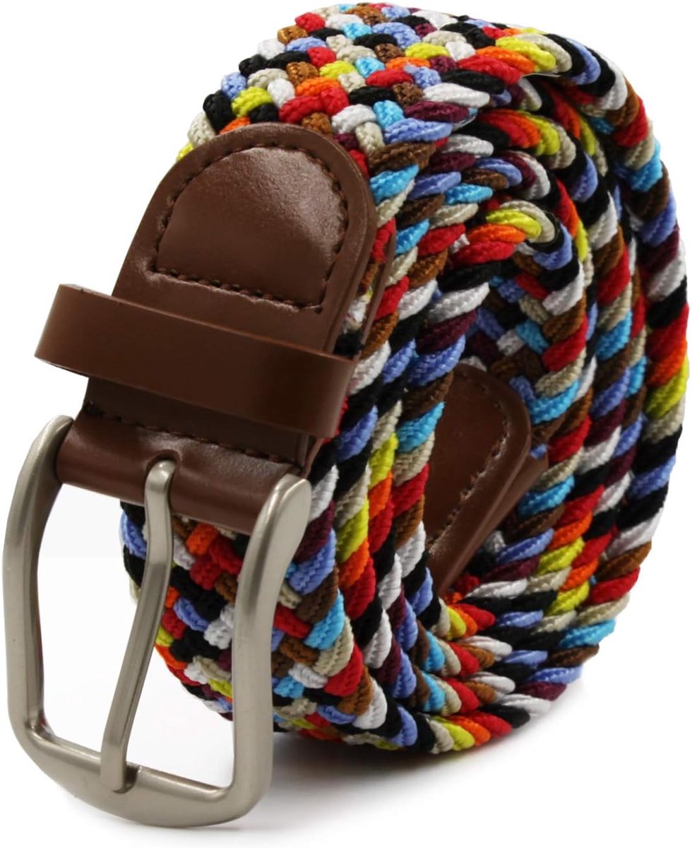 Unisex elastische lederen riem Gevlochten stretch riem Rekbare lederen riem voor dames en heren 90 tot 145 cm
