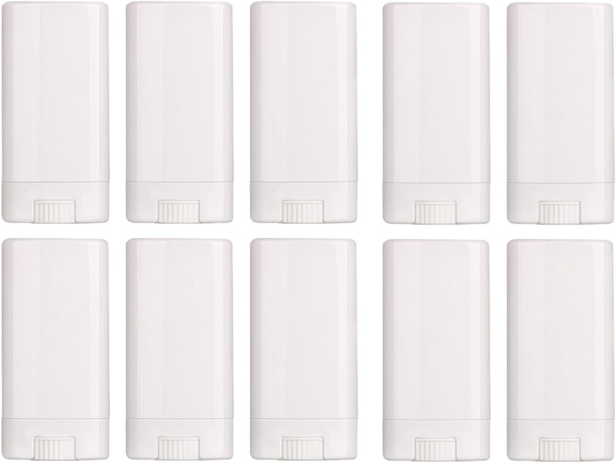 10 STKS Platte Witte Lege Ovale Deodorant Lippenbalsem Buizen Containers Plastic Lipstick Vullingen 15 ml 15 gram Chapstick Buizen met Deksels