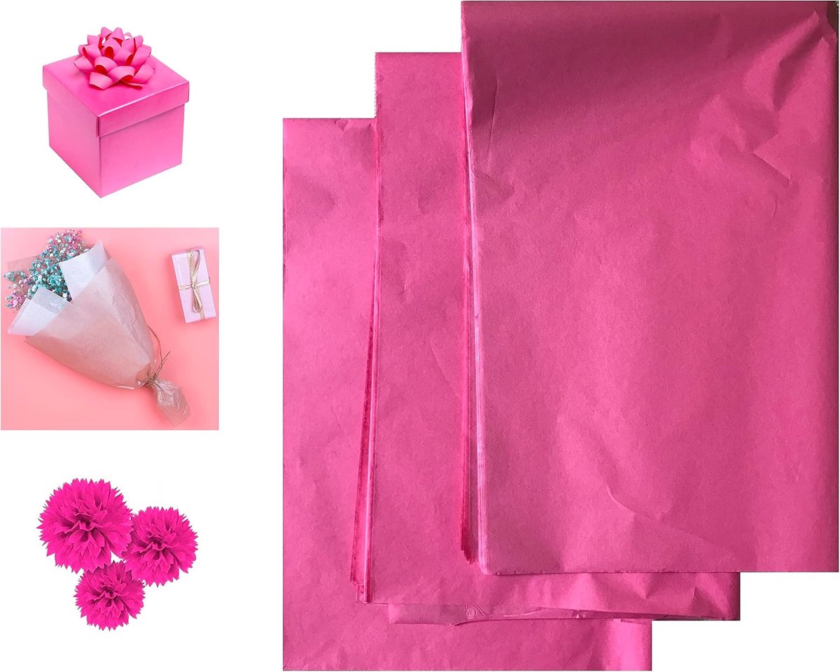 30 Vellen Tissuepapier voor Het Verpakken van Bloemboeketcadeaus | Bruiloftsfeest Verjaardag Pasen Inpakpapier voor Verpakking Ambachtelijke Kunst Decoratie 50x75cm (Roze)