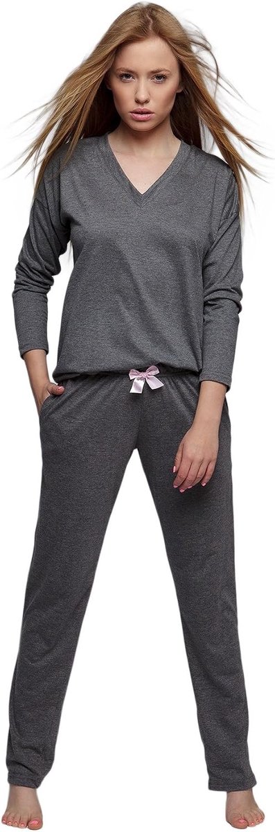Sweet Dreams elegante pyjama / shorty / pyjama (Made in EU) met talrijke details en zacht kant, Pyjama Dunkelgrau, 40