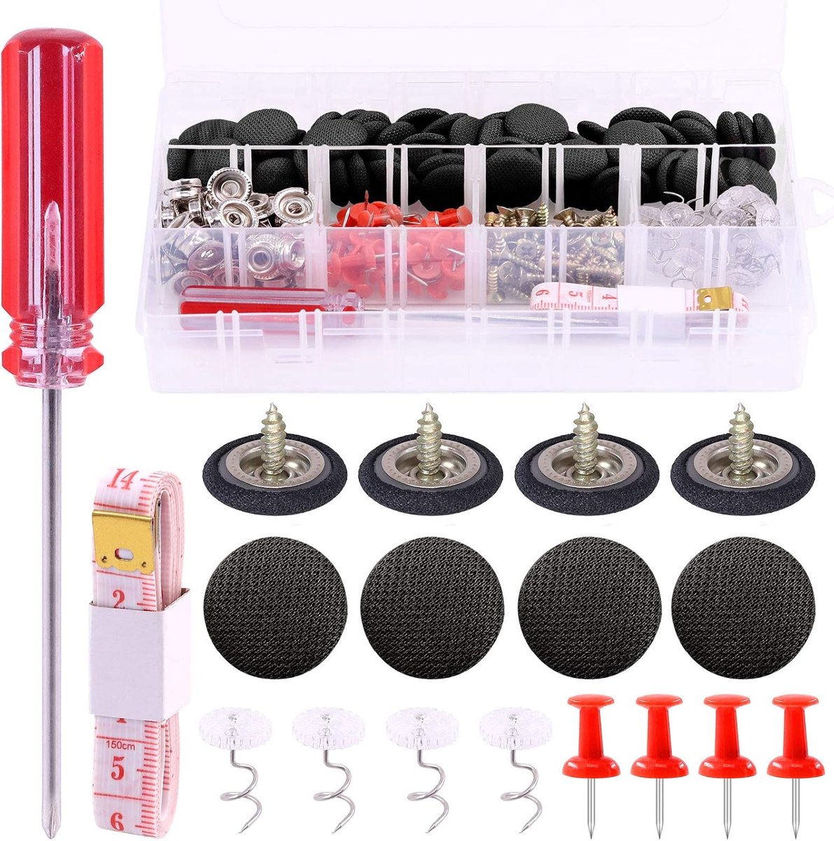152-delige autohemel-reparatieset met headliner reparatieknop, autodakreparatie, plafond, doorhangende hutten voor alle auto's (zwart)