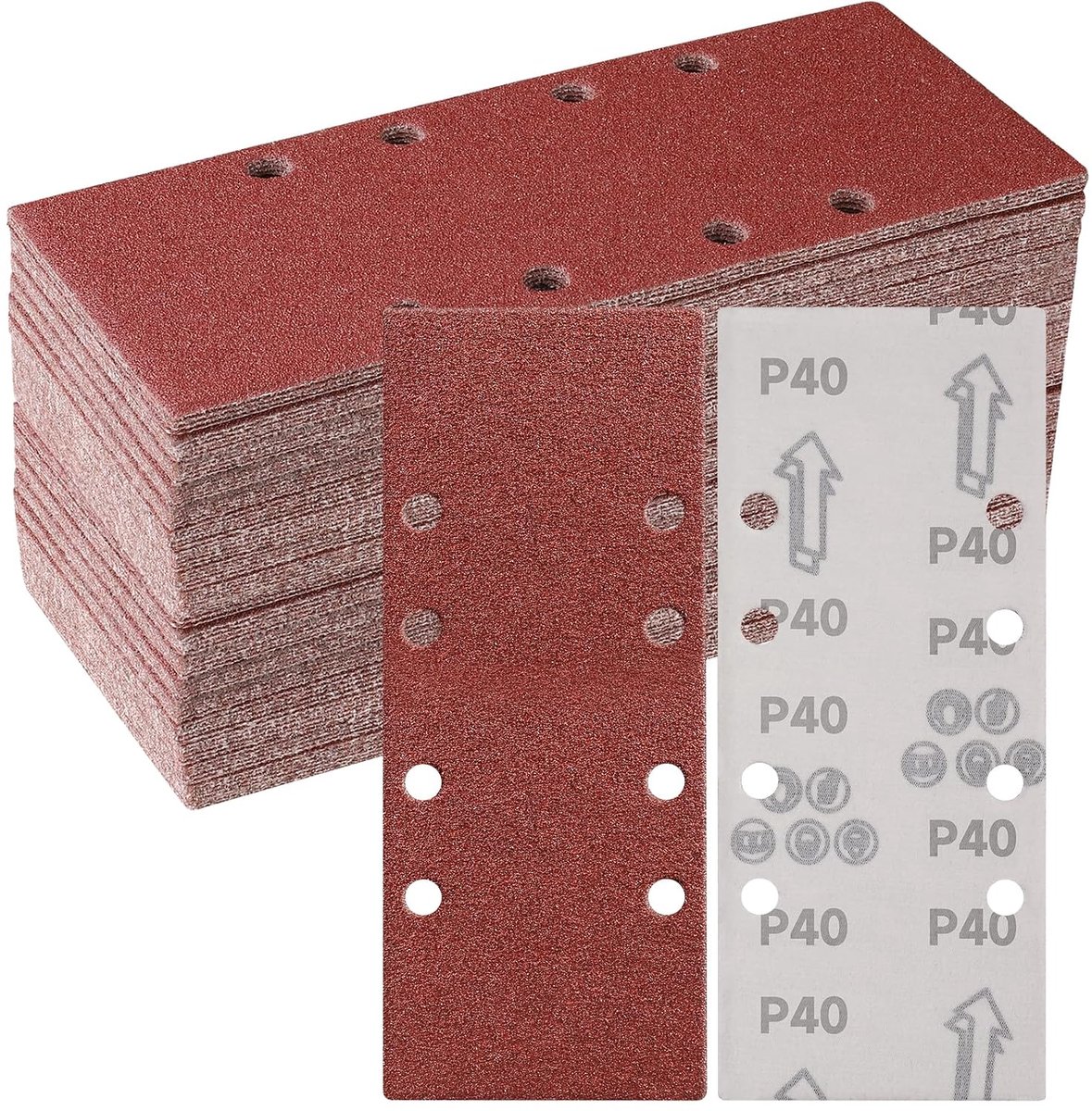 93 x 230 mm, schuurpapier, korrel 40, 50 stuks | Schuurpapier voor schuurmachine, polijsten en verwijderen van roest