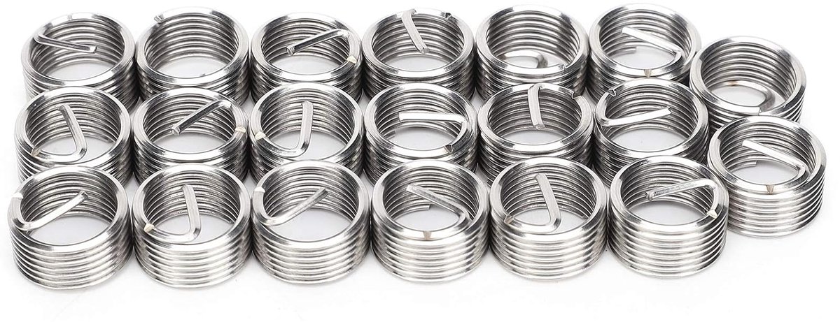 20Pcs Draad Draad Inserts Draad Reparatie Mouw Kit M12 X 1.25 Stalen Schede Opgerolde Draad Helicoil Type Schroef voor Automotive Reparaties(1D)