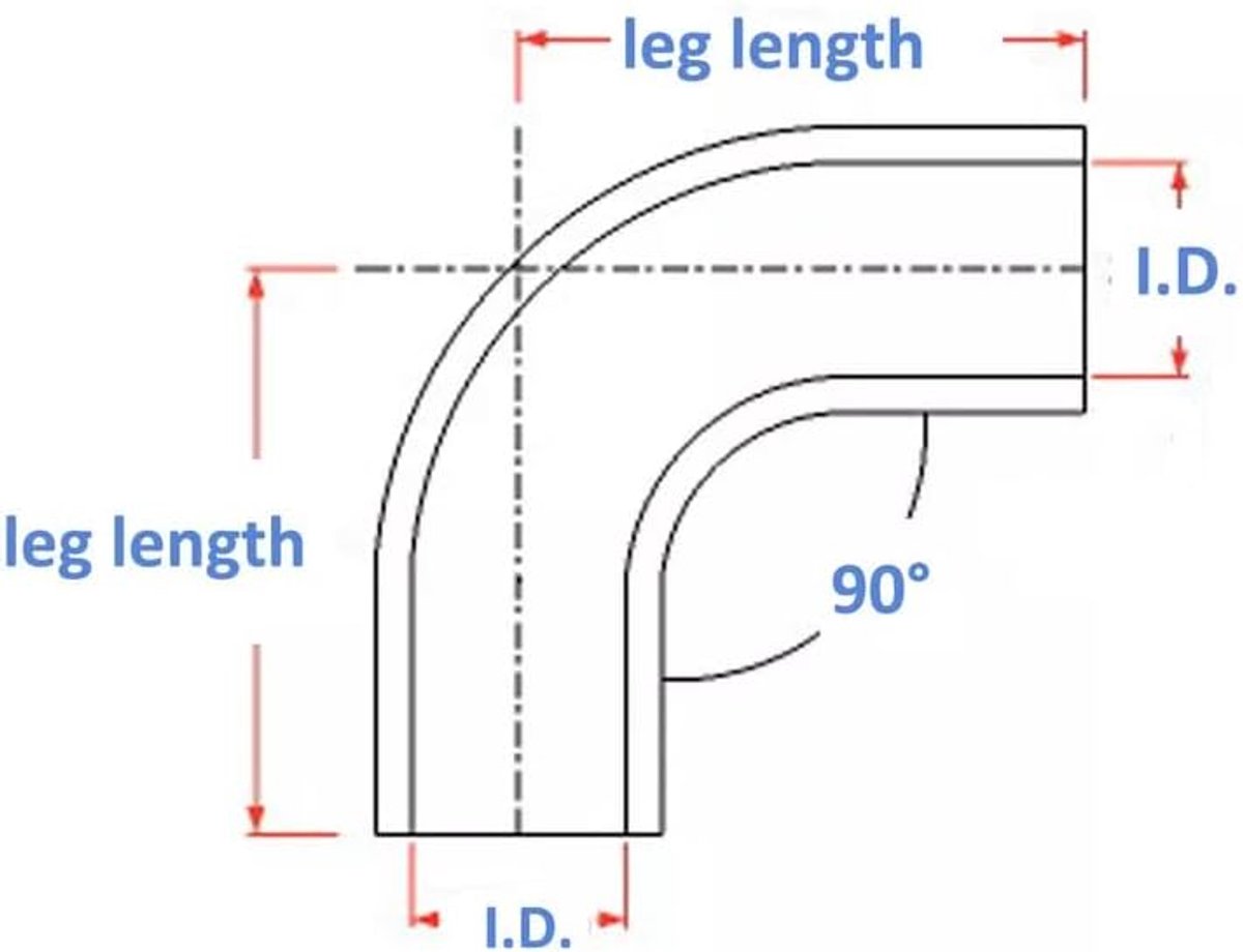 90 graden 60 - 80 mm elleboog, siliconen verloopstuk, 4-laags versterkte slang, koppeling turbo/laadluchtkoeler/zuigslang, industriële hydraulische slangen