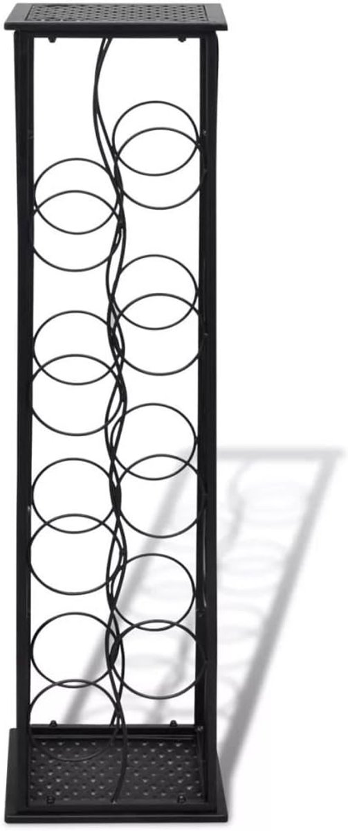 Yorten Wijnrek, flessen, metaal, flessenrek voor 8 flessen, flessenstandaard, wijnkast, wijnrek, wijnflessenhouder, 23,5 x 21,5 x 100 cm (b x d x h), zwart
