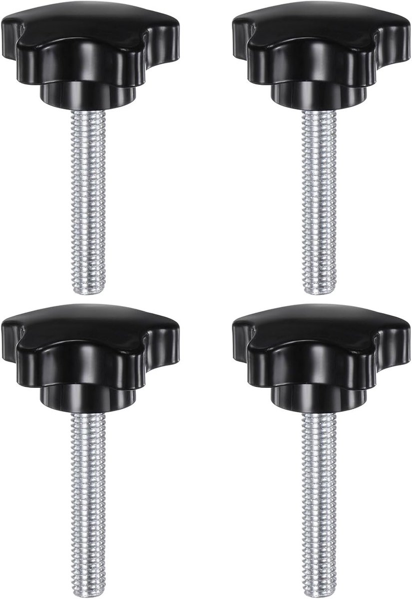 4 stuks geribbelde schroef M8 x 45mm vleugelschroeven met draad, Verzinkte koolstofstaal knevelschroef 39mm rond klemschroef stergreepschroef klemhendel voor meubels machine