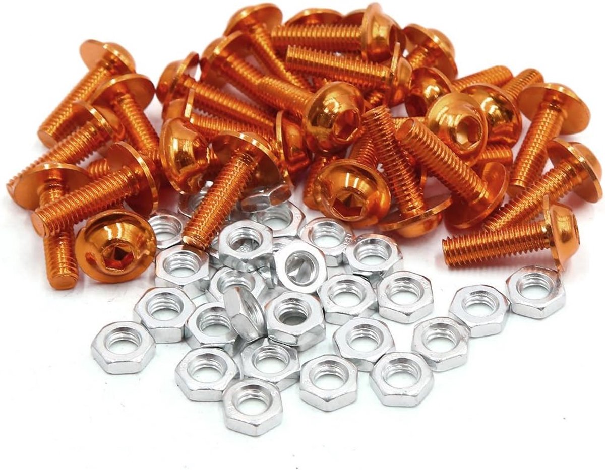 30 stuks M6 x 20 mm binnenzeskantschroeven, aluminiumlegering, oranje