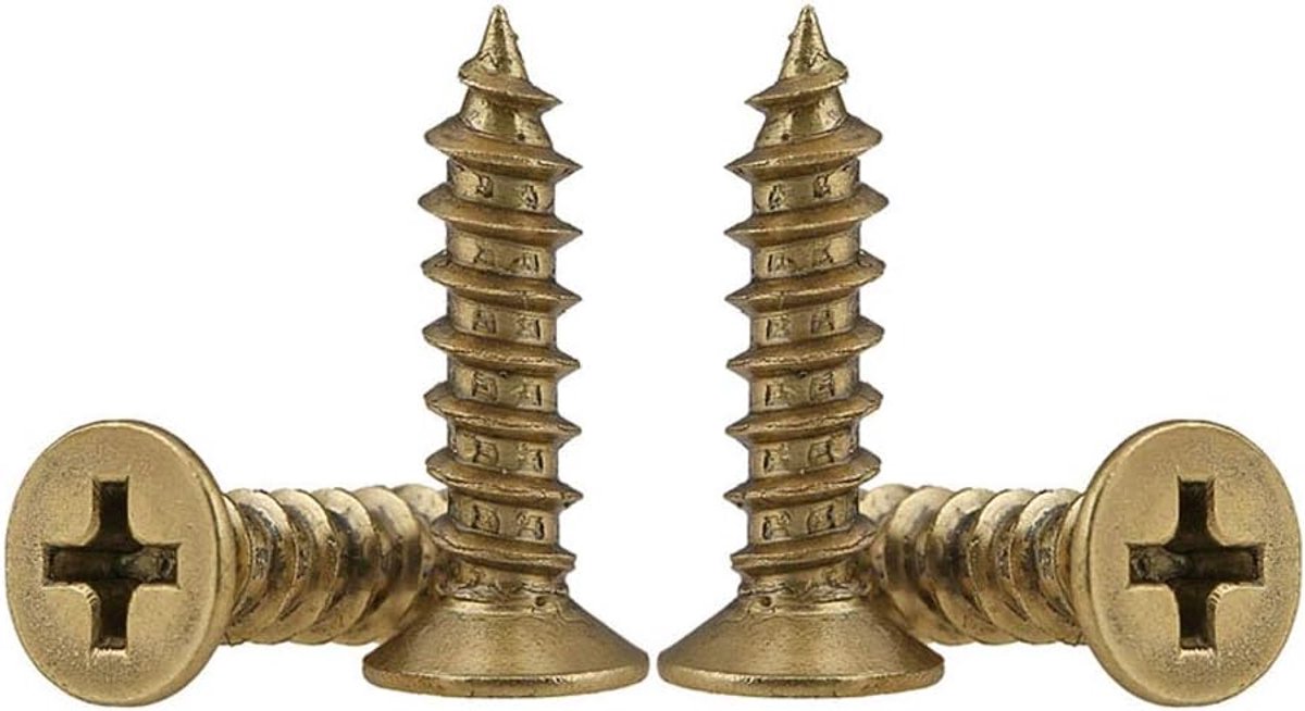 schroeven, spaanplaatschroeven, messing kruis houtschroeven, M3×6mm, 30 pcs