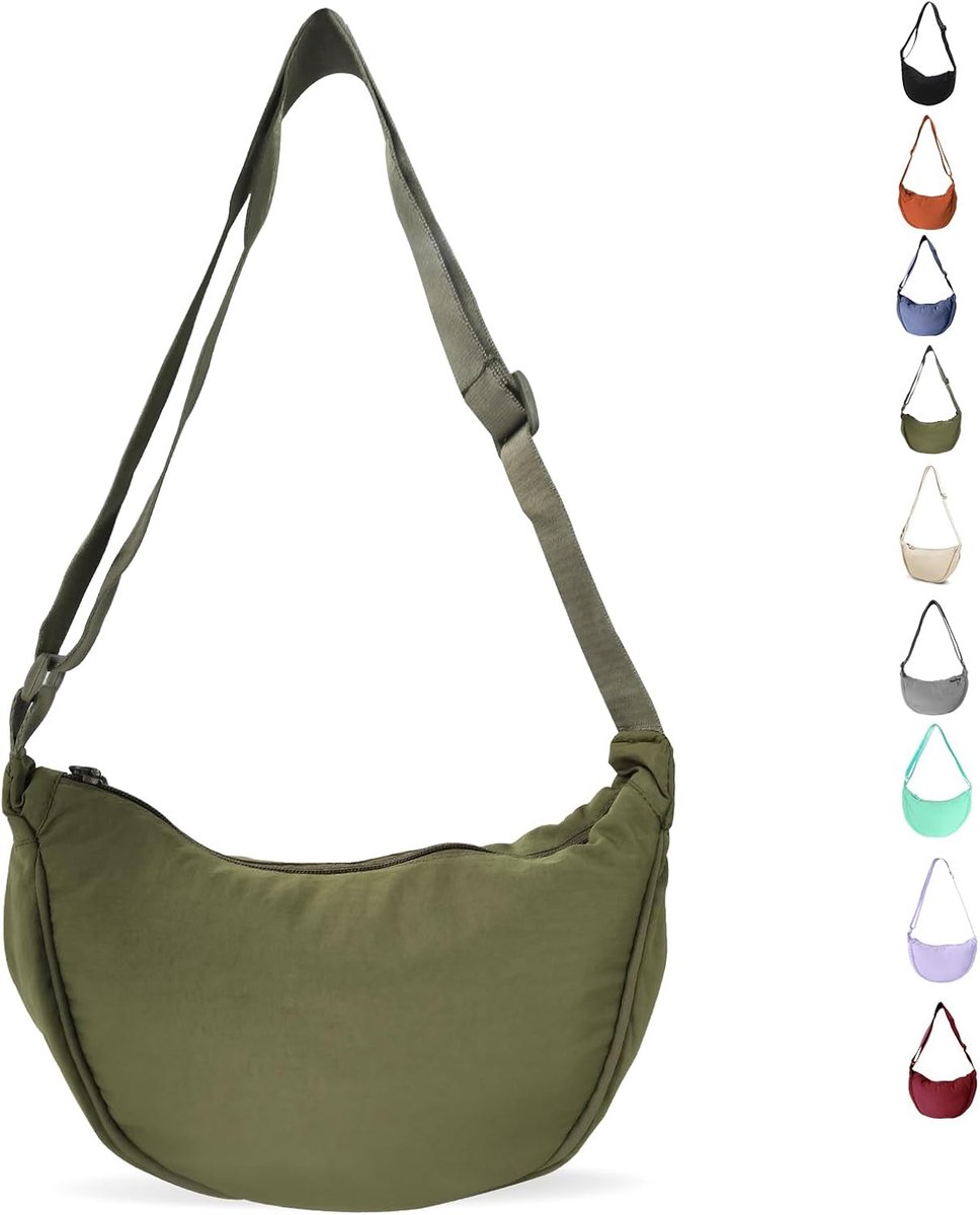Maan tas voor vrouwen nylon halve maan tas knoedel tas crossbody tas vrouwen nylon schoudertas met verstelbare riem draagbare halve maan portemonnee voor dagelijks gebruik