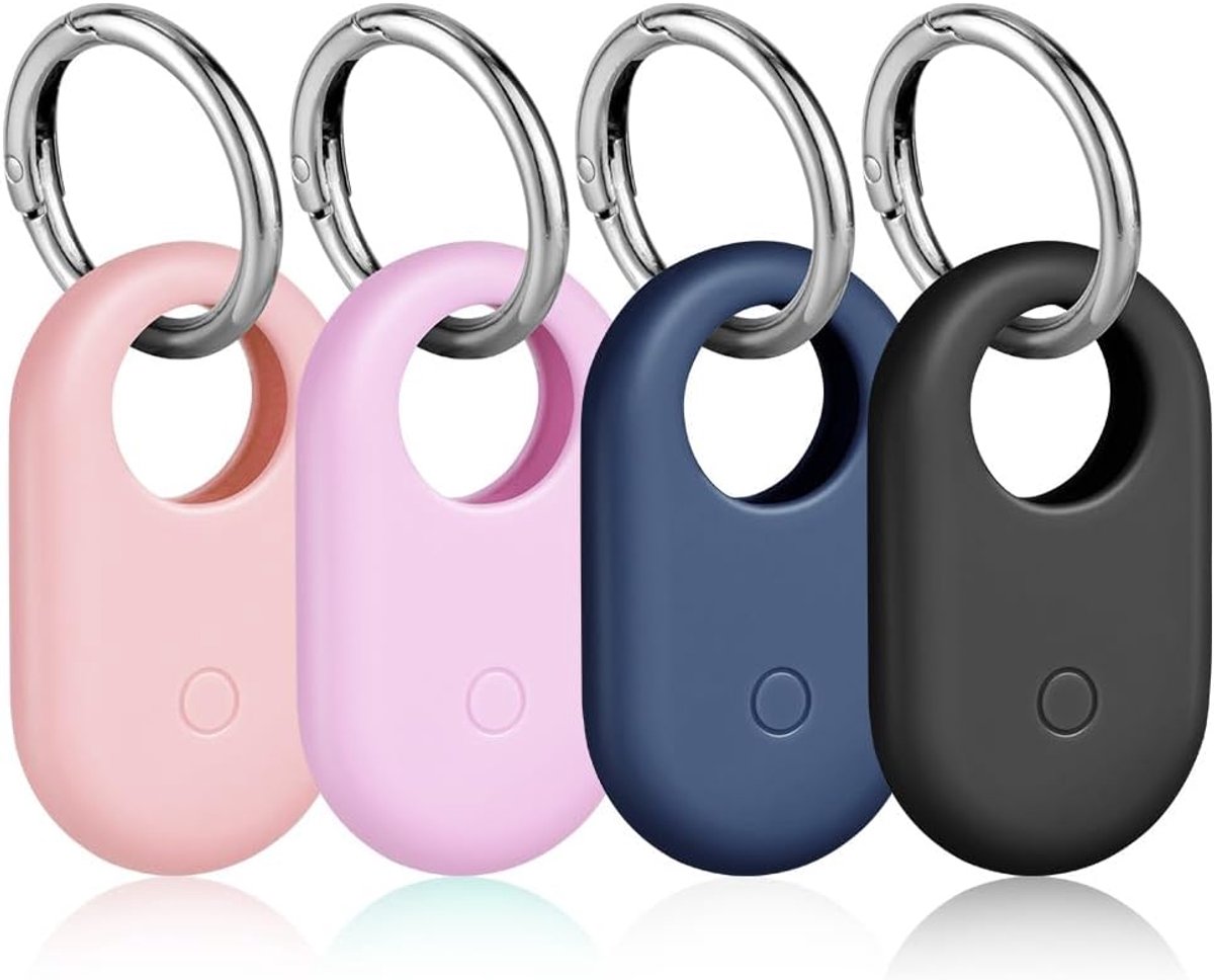 Houder voor Samsung Galaxy SmartTag2 Sleutelhanger, 4 Pack, Siliconen | Zachte Siliconen, Anti-Val, Anti-Kras, Anti-Verlies, voor Huisdierhalsbanden, Sleutels, Rugzakken, Bagage