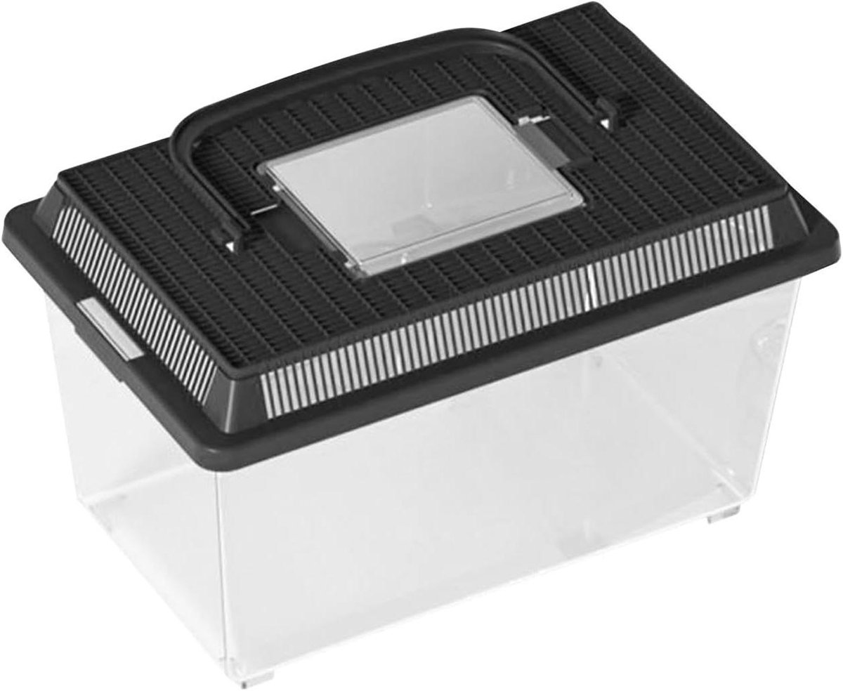 Hagediskooi Reptielen - Voederbox Terrarium - Dieren Observeren - Zijdelingse Ventilatie - 23 x 13 x 155 cm - Zwart