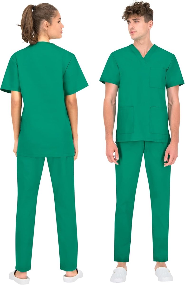 Colombo Unisex schrobset slip-case + broek set geneeskunde doktersuniform slipjack bovendeel met broek medische beroepskleding - dikke stof
