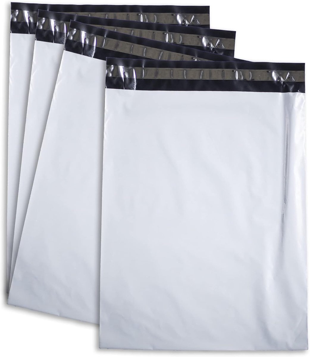effektivo 100 stuks folieverzendzakken 35 x 45 cm verzendzakken voor kleding, plastic verzendzakken zelfklevend, wit