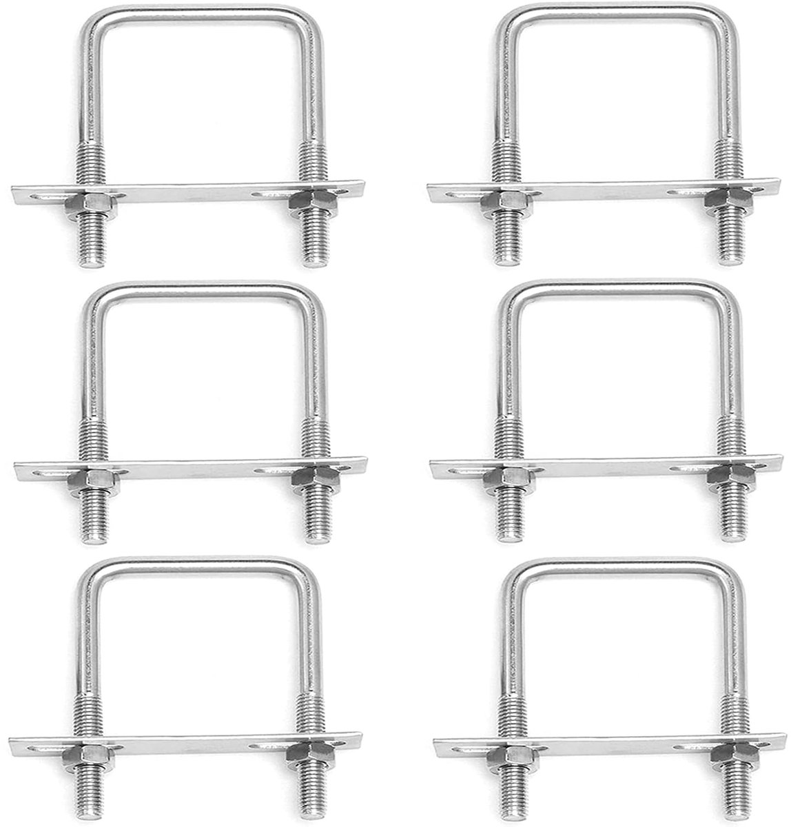 U-bouten, 6 stuks, M8, 60 x 100 mm, met moeren en frameplaat, slepen- en reparatieschroeven