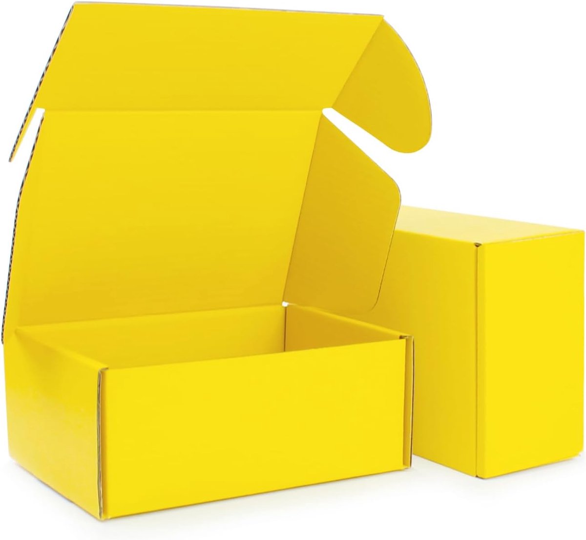 Verzenddozen 25-pack Felgeel | E-flute verzenddoos, felgeel binnen & buiten, voor sieraden, kaarsen & e-commerce
