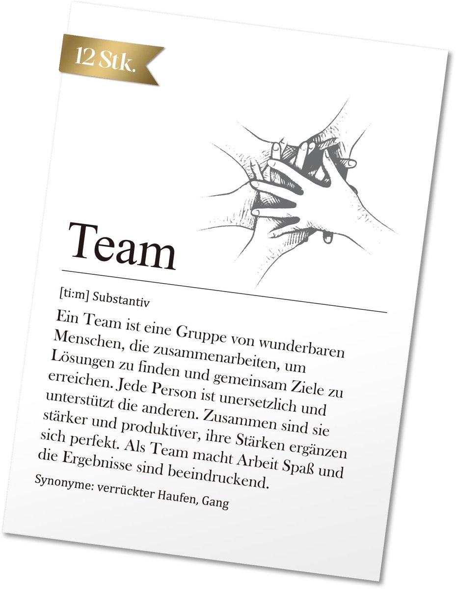 Teamkaarten A6 set van 12 - kleine cadeaus voor collega's - bedankje voor werknemers - zonder enveloppen - SnelShoppen