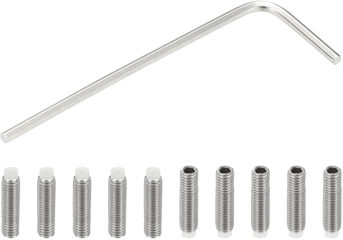 Schroeven zonder kop M3 x 12 mm nylon eindstuk, 10 stuks roestvrij staal 304 bouten zeskantkop metrisch met antislip snijpunt, binnenzeshoekige aandrijving dopsleutel