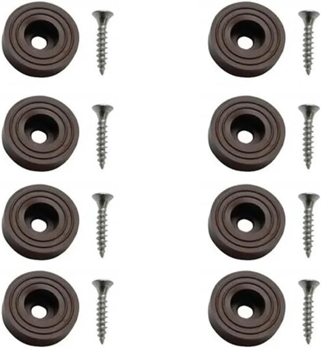 voetjes met schroef, halfhard rubber, antislip, voor stoel, tafel, snijplank, kist, verpakking van 8 rubberen voetjes met een diameter van 23 mm, verkrijgbaar in 3 kleuren (bruin)