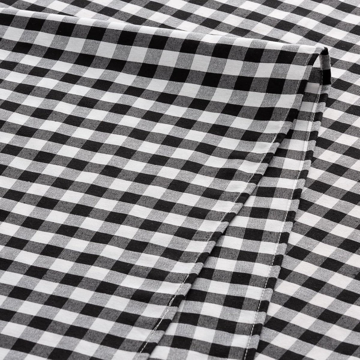 tafelkleed met Gingham-ontwerp, voelt aan als stof, katoen, 140 x 300 cm, kleur: zwart.