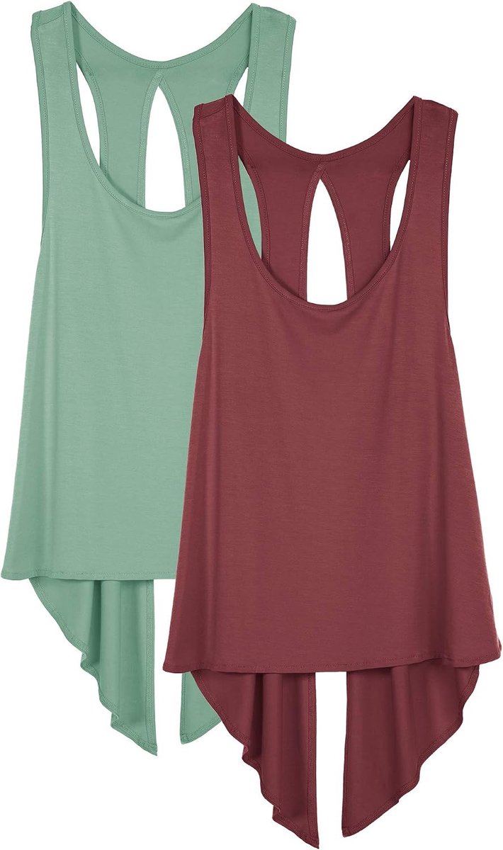 Icyzone Dames Open Back Sport Top Yoga Tanktop Running Gym Mouwloze Shirts, 2-Pack