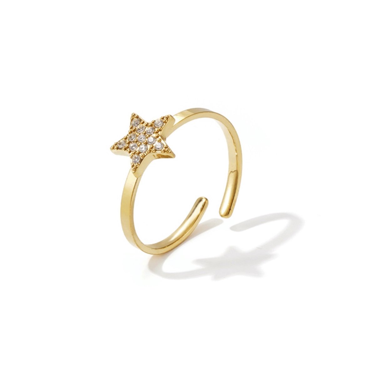 Ring Ster - Rhinestones - Verstelbaar - Stainless Steel, verkleurt niet - Damesdingetjes