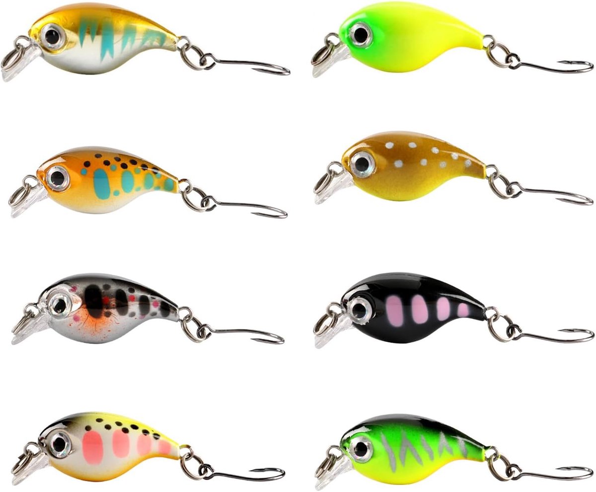 Wobbler set, 8 stuks lepelaas, mini wobbler forel baars, hengelaas, hengelaas, hengelaasset, met opbergdoos, voor snoek, bas, zalm, zout water, zoetwater
