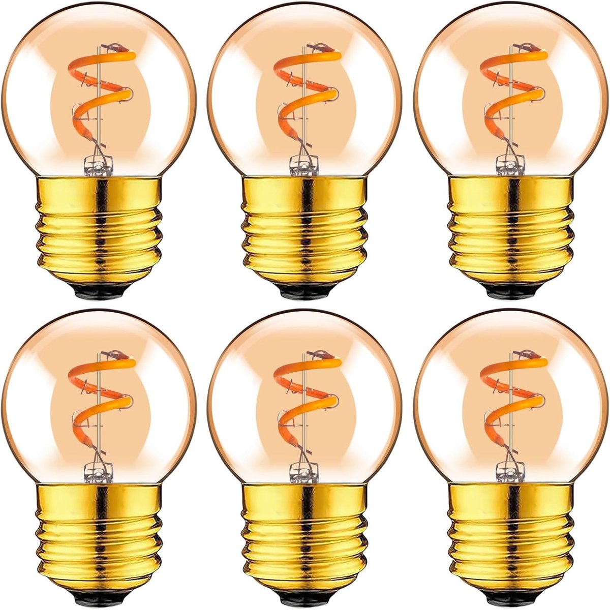 Led Vintage Gloeilamp Genixgreen G40 1W LED Filament Lamp Vervangt 10 Watt Edison Gloeilamp 2200K voor Kroonluchters, Niet-dimbaar, Pak van 6