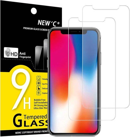 2 Stuks, Screen Protector voor iPhone X, XS, iPhone 11 Pro, Gehard Glass Schermbeschermer Film 0.33 mm ultra transparant, ultra resistent