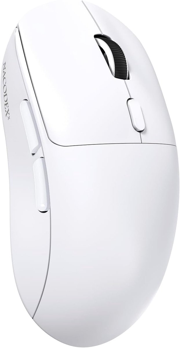 NJ07 SUPERLIGHT Draadloze Computermuis, BT/2,4 GHz/USB-C, 67g Lichtgewicht, 12800 DPI, 300 mAh Batterij, 1K Polling Rate, Gestroomlijnd Ergonomisch, Draadloze Stille Gaming voor PC/Mac - Wit