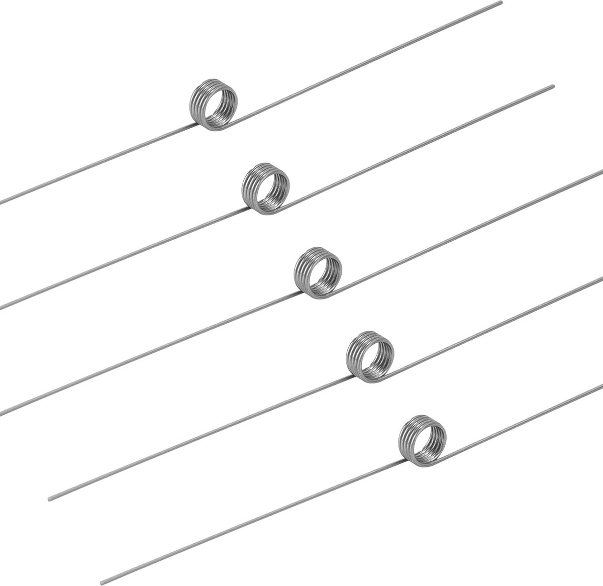Torsieveren van roestvrij staal draaddiameter 0,5 mm binnendiameter 4 mm armlengte 40 mm hoek 180° 5 omwentelingen rechts 0,5 x 4 x 40 mm