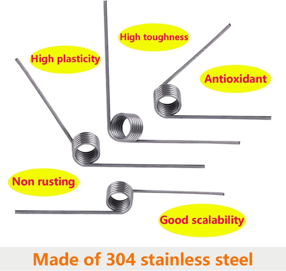 Torsieveren van Roestvrij Staal, V-vormige Mechanische Torsieveren, Roestvrijstalen, 0,5 mm Draaddiameter, Buitendiameter 4,5 mm, 6 Ronden, 90° Afbuigveer