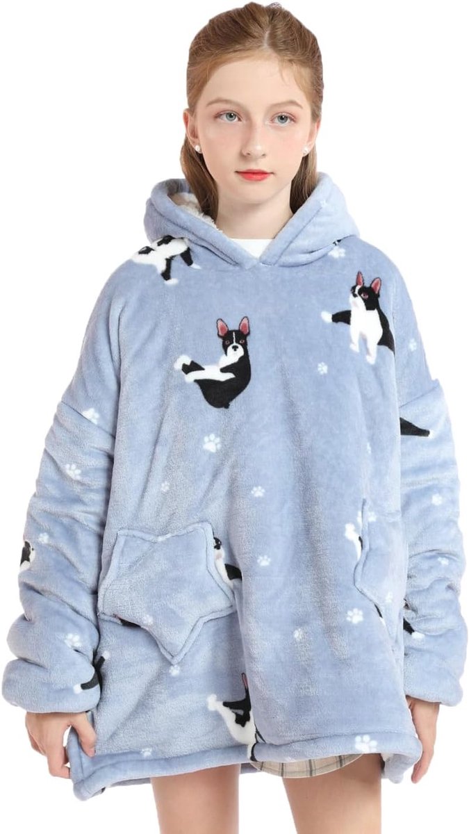 Sweatshirt met capuchon voor meisjes, draagbaar, oversized, sweatshirt voor kinderen, met zak, winterkleding